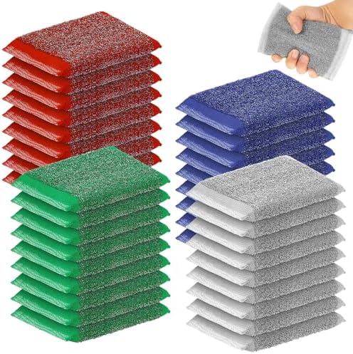Thyle 36 Pack Steel Wool Scrubber Kitchen Sponges, Heavy Duty Non Scratch Metal Sponges, Reusable Cleaning Scrub Pads for Dishes, Pots, Pans, Sink and Tough Hard Stains (Multicolored)