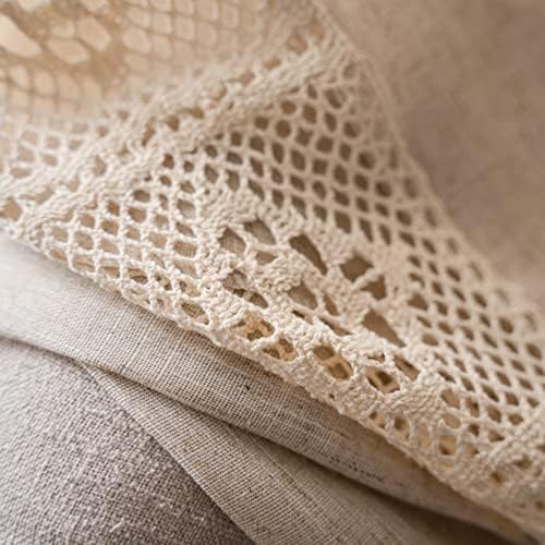 Sutuo Home Boho Curtains for Bedroom Nursery, Bohemian Semi-Blackout Geometric Crochet Hollow Lace Patchwork with Textured Linen Fabric Farmhouse Tassels Rod Pocket Window Drapes, 59"W x 72"L, 1 Panel