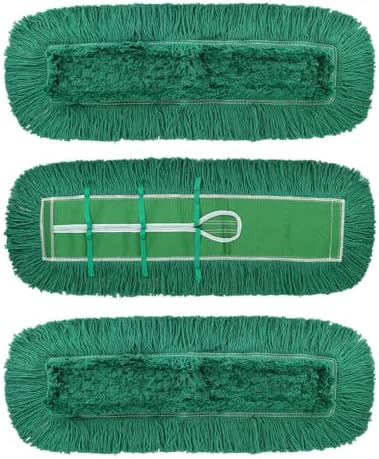 36 Inch Dust Mop Head: Replacement Medium Washable Commercial Mop Head Sweeper and Janitorial Replacement Green (Green - 36 Inch, 3 Pack)