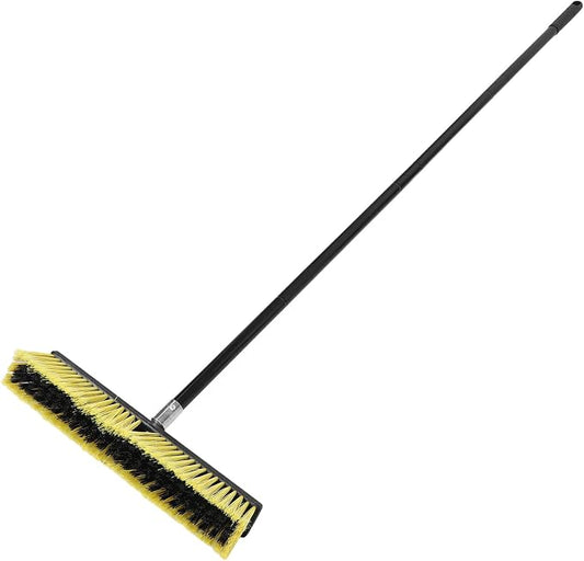 KALLORY Heavy-Duty Outdoor Floor Scrubber Broom with Long Handle – 80cm Aluminum Threaded Head Push Broom for Driveway, Deck, and Sidewalk Cleaning – Commercial Grade