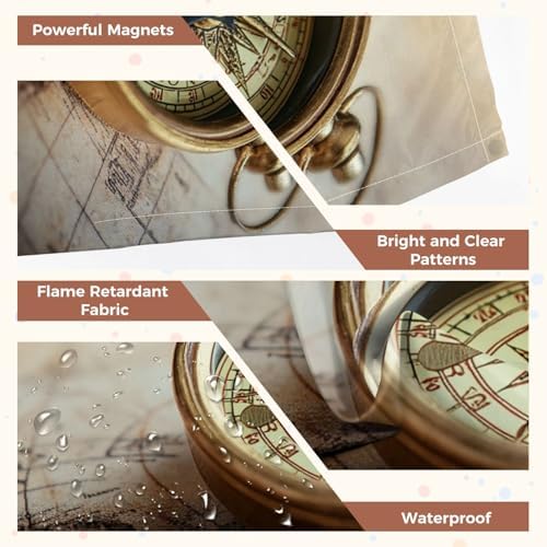 6 Pack Fluorescent Light Covers for Ceiling Lights Magnetic Old Compass World map Travel Geography Navigation Tourism Decorative Magnetic Light Cover Light Filters for Classroom Office Home