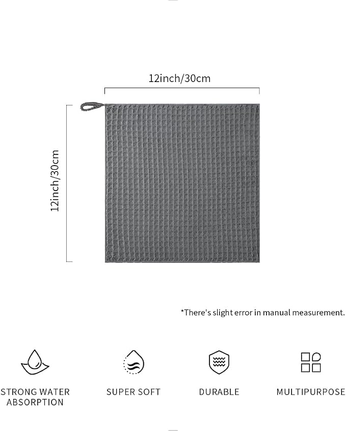 watchget Microfiber Cleaning Cloth,Barista Micro Towels 10 Pack Dark Grey | Professional 12"x12" Lint-free Rags;Waffle Weave;Highly Absorbent Cleaning Towels for Espresso Steam Wands&Coffee Counters