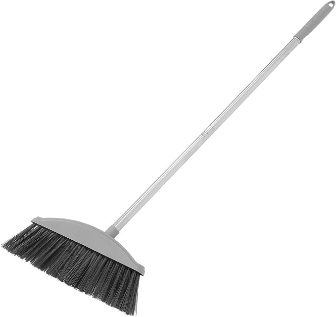 Abaodam Indoor and Outdoor Cleaning Broom with Long Handle, Heavy Duty Floor Sweeping Broom for Pet Hair and Dust Removal, Nordic Gray Handheld Floor Cleaning Tool for Home Use