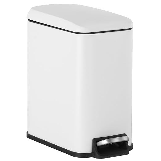 1.3 Gallon Mini Kitchen Trash Can, Stainless Steel with Removable Plastic Inner Bucket Lid, Foot Pedal, Waste Bin for Bathroom