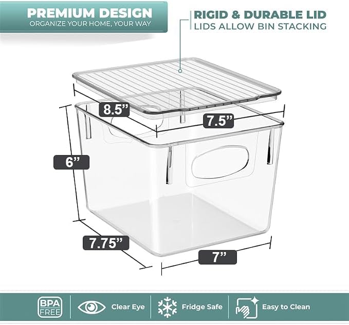 Sorbus Clear Toy Storage Bins with Lids, Stackable (Small/Medium, 2 Pack) | Lidded organization keeps food, household items and art supplies contained in closets, bathrooms and home spaces.