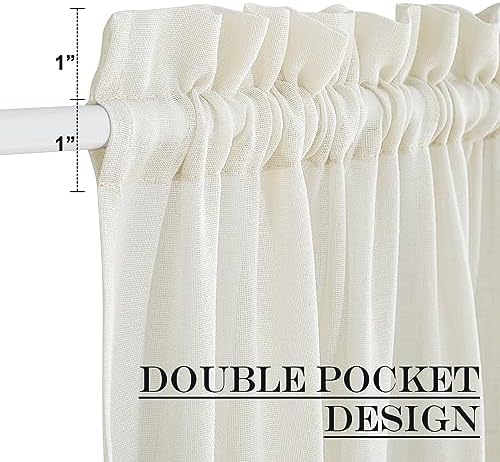 NICETOWN Ivory White Sidelight Door Curtain 72 Inches Long for Side Window | Linen Sheer, Privacy Light Filtering, French Door Curtain Panels with Adjustable Tieback, 26 inch Wide, 1 Panel, Ivory White