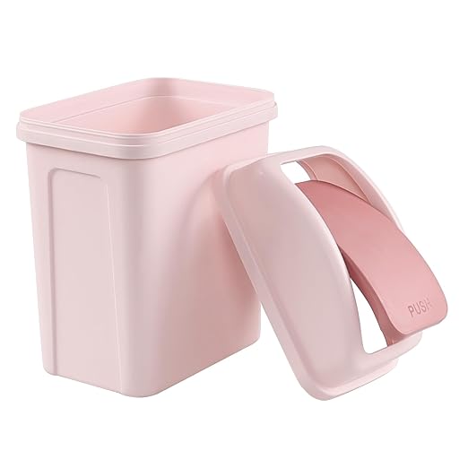 Small Trash Can, 1.8 Gallons Bathroom Garbage Can, Pink | Wastebasket with Lid Swing-Top, Compact Slim Design, Plastic Garbage Bin for Dorm, Office, Bedroom, Kitchen, Living Room