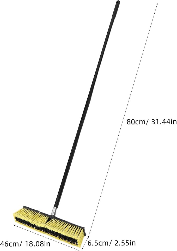 Heavy Duty Outdoor Push Broom with Long Handle for Concrete and Floor Cleaning, Pp Bristles for Large Surface Cleaning, for Street, Patio, Driveway, and Garage Use