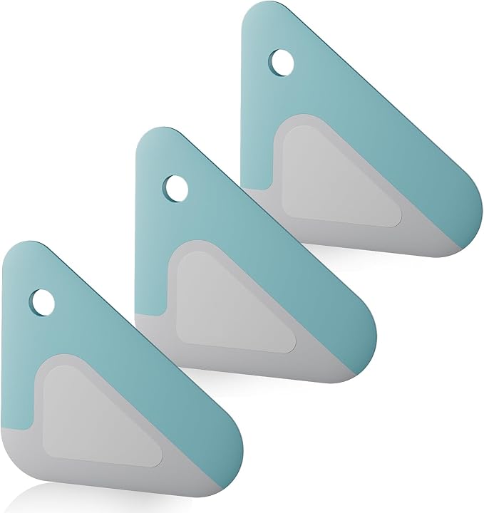 Food Scraper Dish Scraper for Cast Iron Skillets, Cookware, Pans and Pots | Nylon and Silicone, 2-in-1 Kitchen Scraper Tools, Pan Scraper, Heat resistant to 140 ℉, 3 Pack