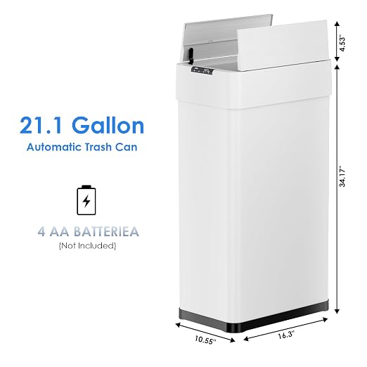 Automatic Trash Can, 21.1 Gallon Touchless Motion Sensor Trash Bin | Smart Garbage Can with Soft-Close Lid, Bag Retainer Ring and Display Light,for Kitchen,Living Room Office (White, 80L)