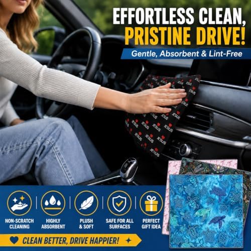 Faith Microfiber Towels for Cars, Scratch-Free Auto Cleaning Cloths | High-Absorbency Microfiber Clean Cloths Lint-Free Scratch-Free for Glass,Paint 11.8 x 11.8 inch,Religion Gift for Women Men