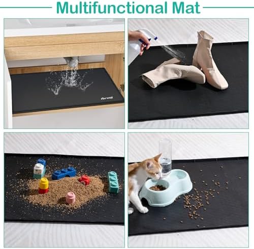 Silicone Under Sink Mat, 34"x19", Waterproof Cabinet Liner, Black | Shelf Liner, Cabinet Protector, Home Organizer, for Kitchen, Bathroom, Multipurpose, Leak Proof, Easy Clean, Drip Tray, Clean