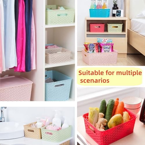 5PCS Plastic Storage Baskets, Small Baskets for Organizing, Small Pantry Organizer Basket Bins. For Countertops, Cabinets, Bedrooms, and Bathrooms Wait ( Red )