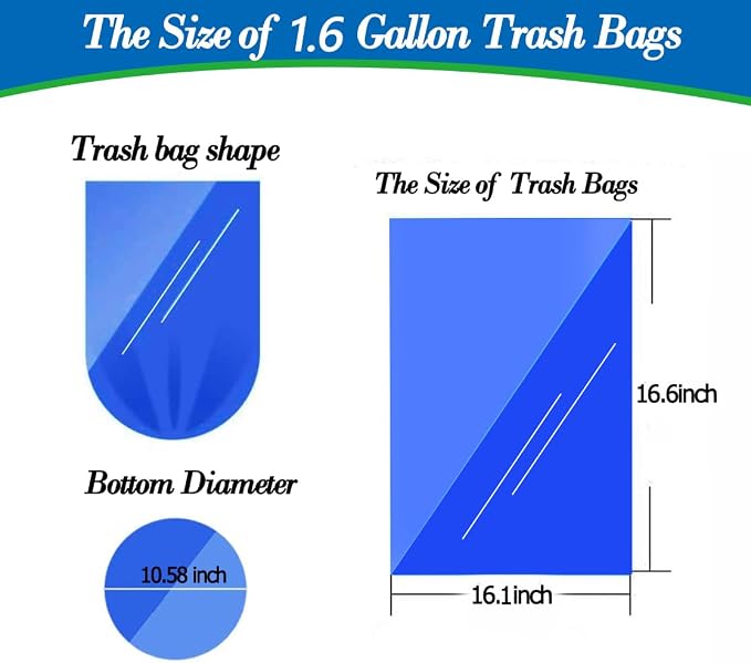 1.6 Gallon 120 pcs Small Black Trash Bags, Strong 1.3 Gallon 1.5 Gallon 1.6 Gallon Garbage Bags, Bathroom Trash Can Bin Liners,Mini Bags Waste Basket Liner,Fit 5-6 Liter, 1.6 Gal-Black-120