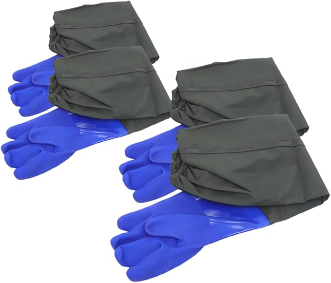 SUPVOX 2 Pair Long Elbow-length Waterproof Rubber Gloves with Lining, Reusable Heavy Duty Cleaning Gloves for Kitchen and Dishwashing Tasks