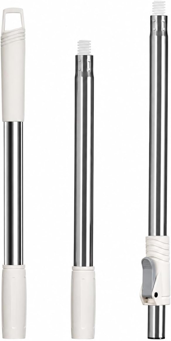 RinseWise Spin Mop Replacement Handle Only, 3-Section Stainless Steel Pole with 35/49/61 in Length Options, Fits All Tsmine FunClean Models, Not Universal, No Mop Head, Base or Bucket - White