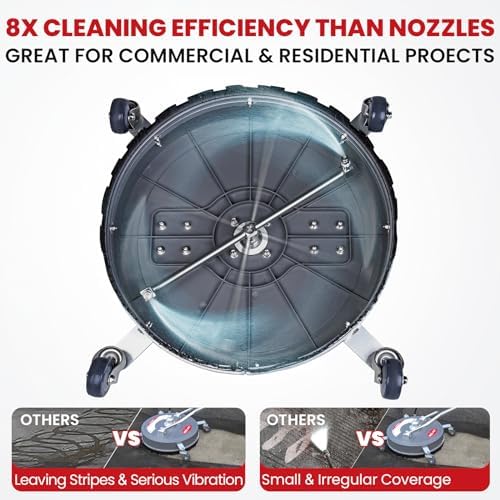 WOJET 18” Pressure Washer Surface Cleaner with 4 Wheels & Dual Handles, 4500PSI Surface Cleaner Attachment for Pressure Washer for Concrete Driveway Sidewalk Deck Patio Cleaning, 3/8'' Quick Connect