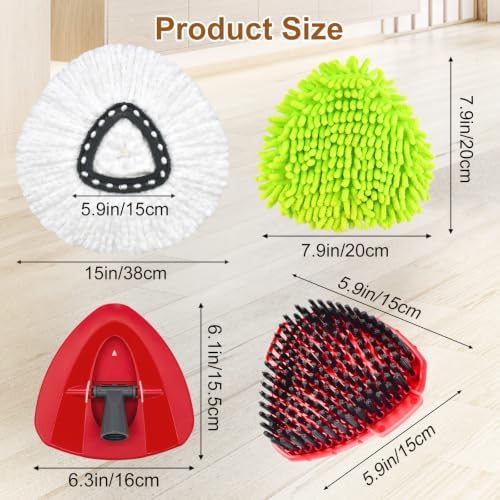 Mop Heads Replacements Compatible with Ocedar EasyWring 1 Tank, Spin Mop Replacement Head, Include 4 O Cedar Mops Replace Heads,1 Scrubber MOp Head and 1 Mopping Base for Cleaning(Not Include Bucket)