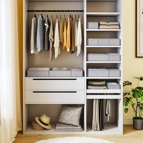 DIMJ Drawer Organizers Cloths, Closet Underwear Organizer, 15 Packs Foldable Closet Organizers, Sock Drawer Organizer, Fabric Dresser Drawer Dividers for Clothes Underwear Bras Socks