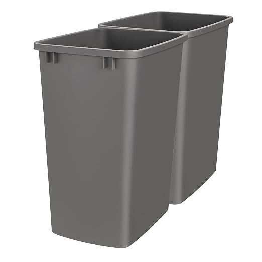 Rev-A-Shelf Double Pullout Garbage Trash Cans for Kitchen Cabinets, 35 Qt | Replacement Large Capacity Waste/ Recycling Bins for Kitchen Cabinet Pullouts, Gray, RV-35-13-2