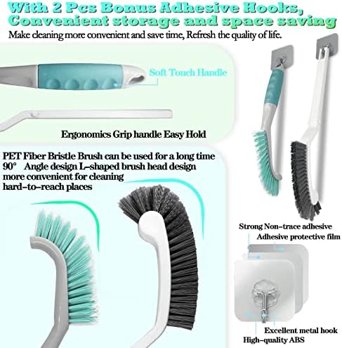 2Pcs Cleaning Brushes, Multi-Purpose Right Angle Brush Scrubbing Kitchen Bathroom Deep Cleaning Edge Corner Crevices Grout Scrub Dish Pot Sink Dishwasher Shower Washbasin for Household Use.