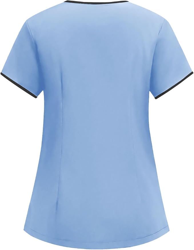 Medical Scrub Tops for Women Womens Short Sleeve Nursing Housekeeping Uniform Stretchy Workwear Cleaning Shirts
