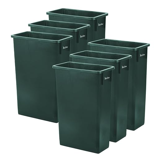 PLASTIC PRINCE 23 Gallon Slim Trash Can Kitchen, Commercial Tall Trash Bin Narrow, Rectangular Slim Jim Skinny Garbage Can for Home Garage Cabinet Restaurant, 6 Pack, Green