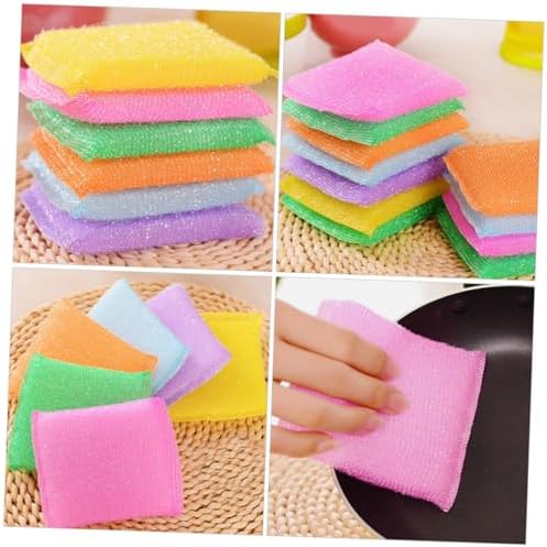 20pcs Kitchen Dish Scrubbers Non Scratch Scrub Sponge Pads for Dishes and Hard Surfaces Soft Nylon Sponge Cleaning Pads for Household Kitchen Use Random Color