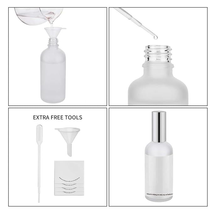 Empty Frosted Glass Spray Bottle 3.4oz, 2 Pack | Perfume Atomizer, Fine Mist