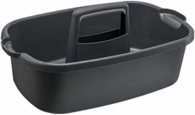 Fenteer Hotel Storage Basket Portable Cleaning Utility Tool Bin Handled Organizer PP Material Center Handle For Room To Room Transport Suitable for bathrooms kitchens garages housekeeping, Dark Gray