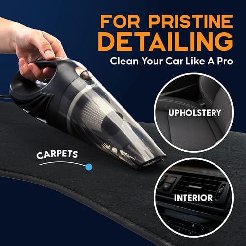 ThisWorx Handheld Car Vacuum, Portable Car Vacuum Cleaner with 16Ft Cord | 12V High Power, Lightweight Design for Car Interior, RV, Boats & Travel, Includes 3 Attachments & Storage Bag