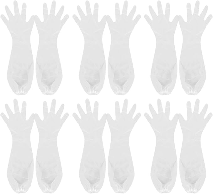15 Pairs Long Sleeve Cleaning Gloves Waterproof Cpe Material Elbow Length and Tight Elastic Cuff, No Slipoff Design and Extended Forearm Coverage for Gardening and Household
