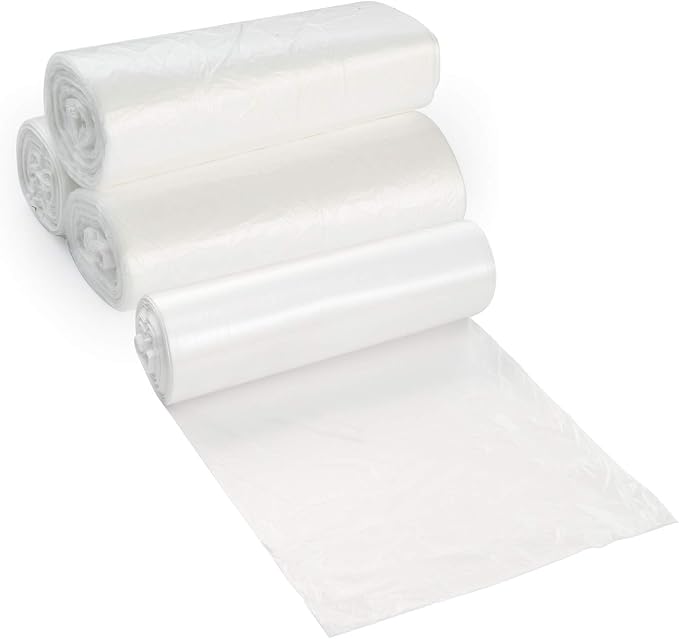 20-30 Gallon Clear Garbage Can Liners, 50 Count - Medium - Large Trash Can Liners - High Density, Thin, Lightweight, 10 Microns - For Office, Home, Hospital, Wastebaskets - 2 Coreless Rolls