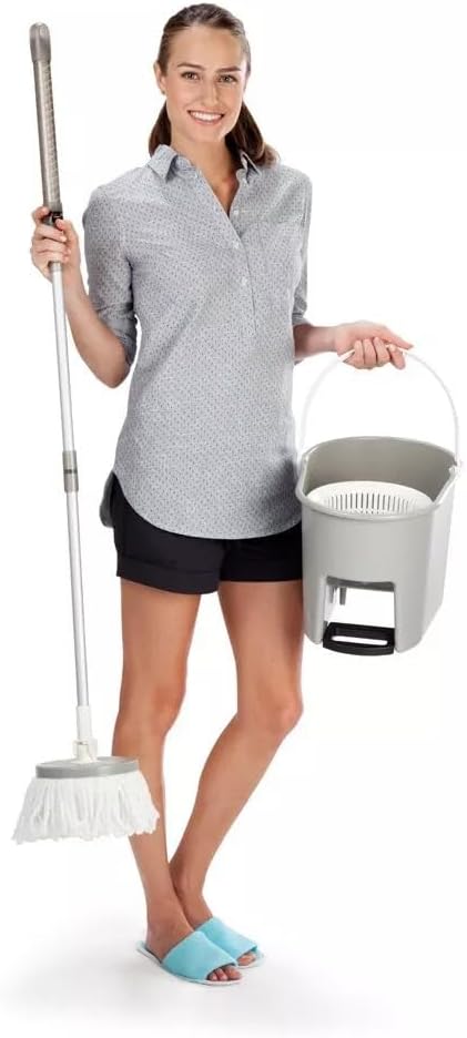 Dawai Felicity Tornado Spin Mop & Bucket System with Wringer – 360° Microfiber Floor Cleaning Mop, Hands-Free Spin Dry, Reusable Washable Mop Heads for Hardwood, Tile, Laminate & All Hard Floors