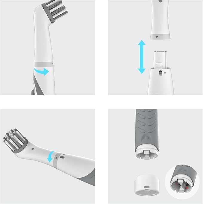 Electric Cleaning Brush with 4 in 1 Multiple Brush Heads, Indoor Household Cordless Motorized Brush for Bathroom Toilet Kitchen Tile Crevice(Grey)