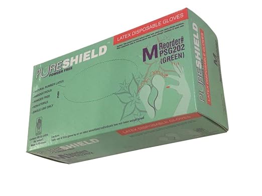PS202-1B Latex Disposable Gloves Powder, Medium, 100ct Box