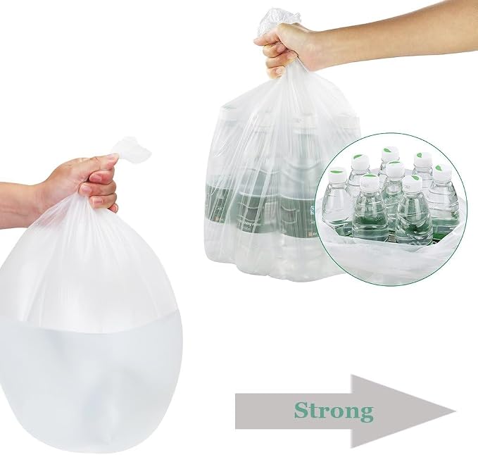 4 Gallon Trash Bags, Garbage Bags Waste Bin Strong Wastebasket Liners Bags for Kitchen Home Bedroom Bathroom Office-125 Counts (Clear White)