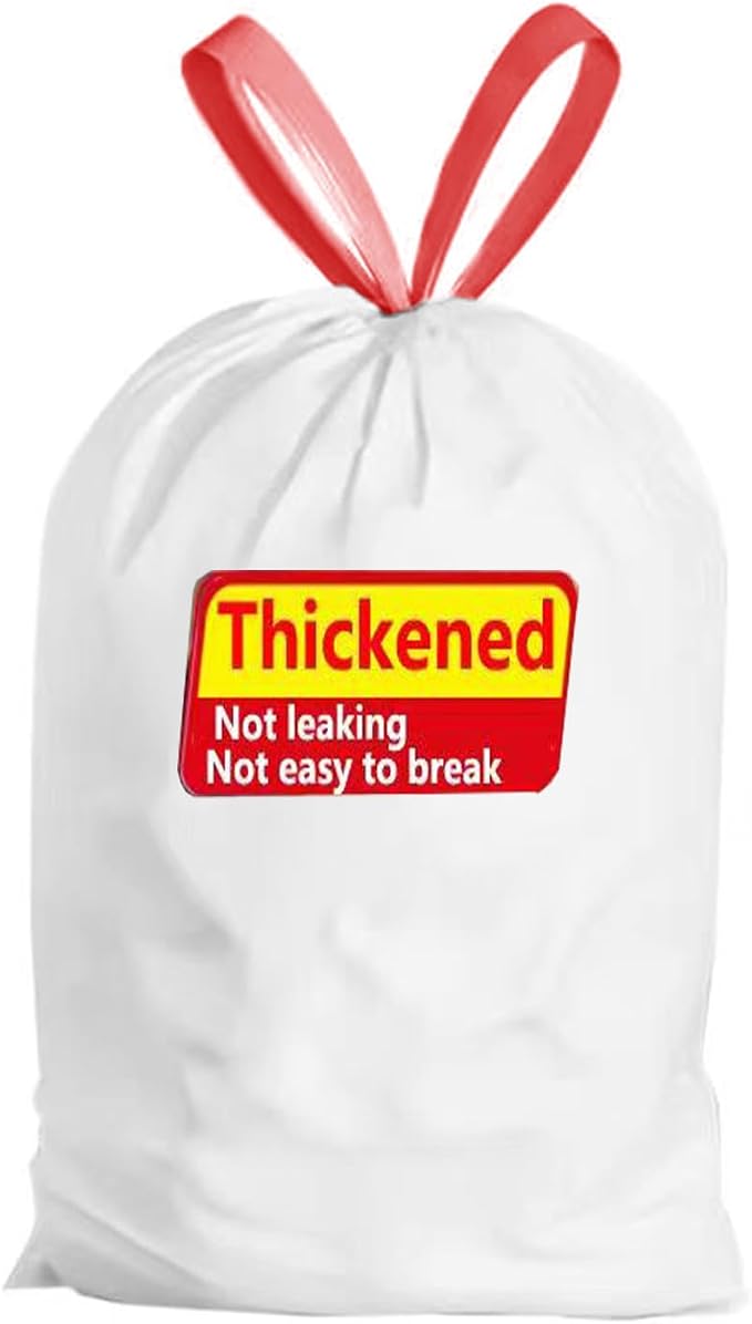 Ultra Thick Heavy Duty Drawstring Trash Bags, 16-18 Gallon | White Leak Proof Large Plastic Garbage Bags for Tall Kitchen Home Office bedroom bathroom livingroom restaurant