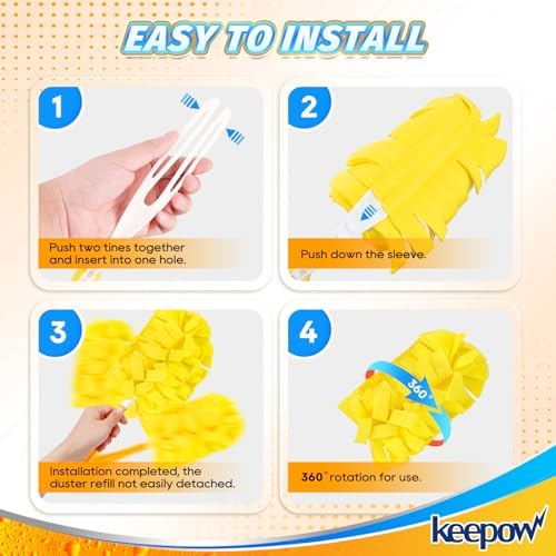 KEEPOW 20 Pcs Refills Compatible with Swiffer Duster, 360 Heavy Duty Fleece | Reusable 360 Degree Microfiber Fleece Duster Refills for Home, Office & Car Cleaning, Compatible with Swiffer Duster, 20 Pack