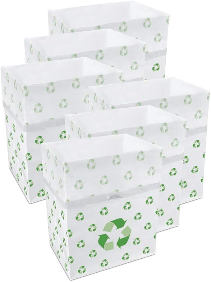 Clean Cubes 13 Gallon Disposable Pop-Up Trash Cans, 6-Pack (Recycle) | One Pack Covers the Whole Party, Place a Bin in Every Corner, No Assembly, Built-In Liner, Toss the Whole Bin When Full