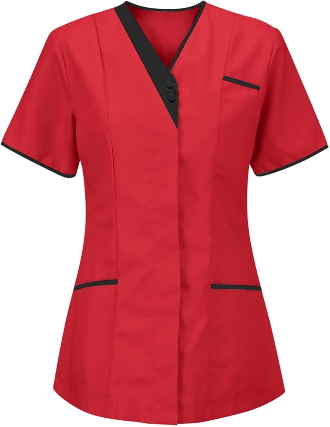 Housekeeping Uniforms - Scrub Tops for Women - Women's Lightweight Stretchy Scrubs for Cleaning Jobs Uniform
