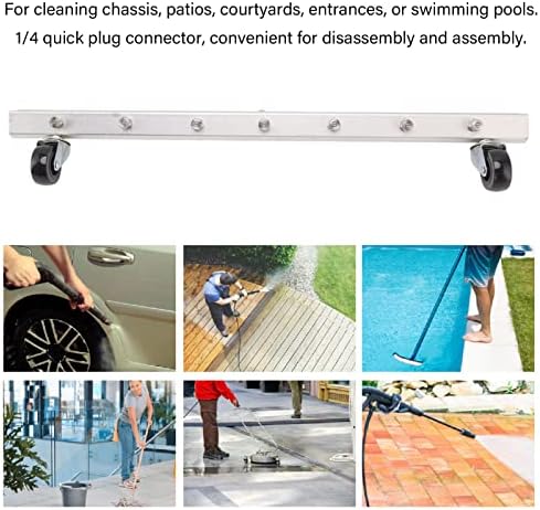 LICAEVEY Pressure Washer Water Broom, 7 Holes 4000psi 65cm Wide Undercarriage Cleaner with 1/4 Quick Connector, Driveway Patio Sidewalk Cleaning Tool