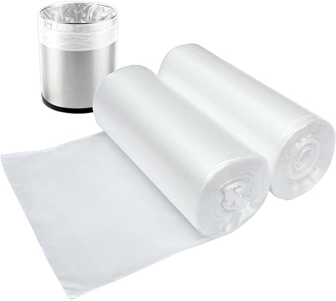 2 Gallon Small Plastic Trash Bags, 7.5 Liters Wastebasket Liners 100 Count | Clear Garbage Bags for Home, Office, Bathroom