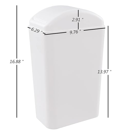 Esdiplot 3.5 Gallon Plastic Trash Can with Swing Top Lid | Slim Swing Lid Garbage Bin Wastebasket for Bathroom