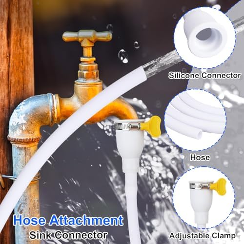 Sink Hose Attachment for Faucet, Adjustable Faucet Attachment Connector Portable Water Fill Accessories for Buckets Tanks