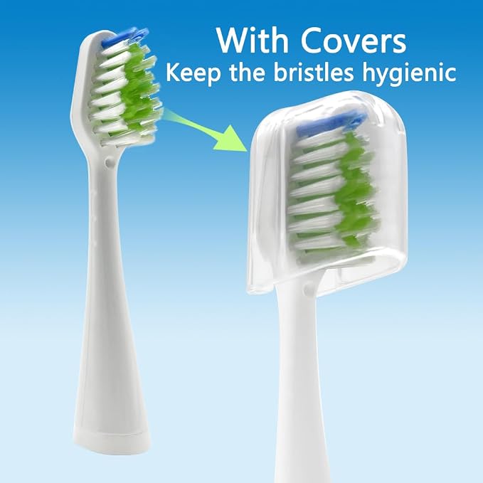 Replacement Toothbrush Heads for Waterpik Complete Care 5.0 WP-861 & CC-01 | 4-Pack,White,With Caps,Compatible with Waterpik Complete Care 5.0 (WP-861,WP-871,WP-876,WP-881,WP-890) & 9.0 (CC-01CD012-1)