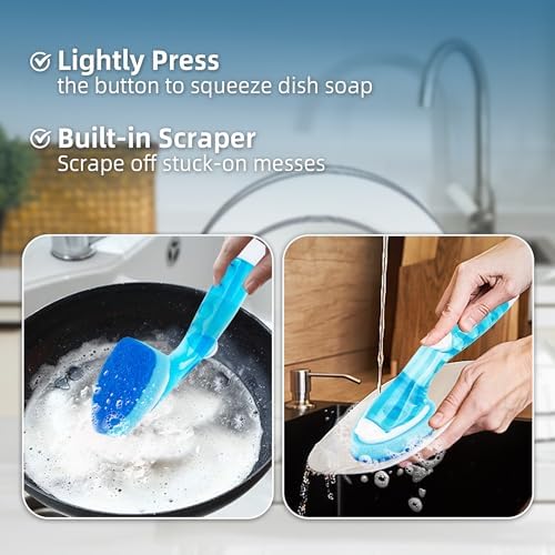 Non-Scratch DishWand Sponge Refills, Non Scratch Dish wand Replacement Heads, Scratch-Free Soap Dispensing Scrubber Pads, Zero-Scratch Scrub Sponge Refills, Safe for Nonstick Cookware Kitchen Surfaces