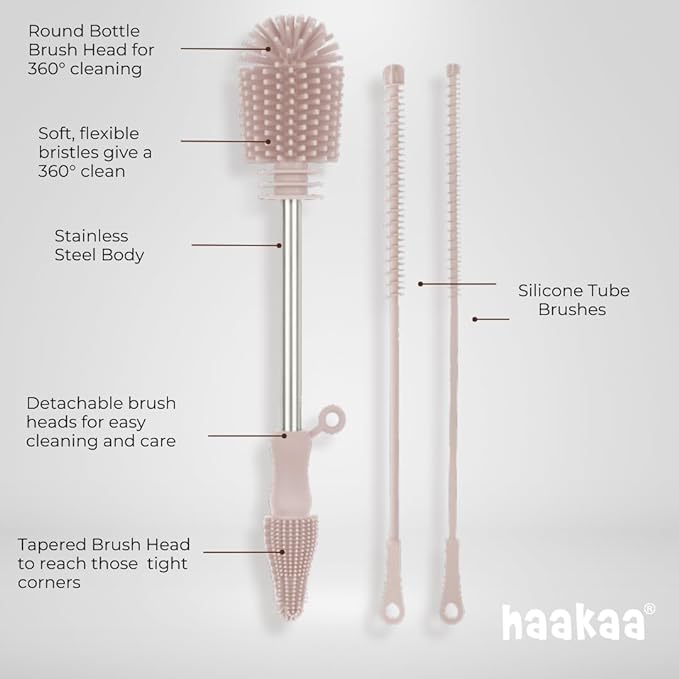 Haakaa Food-Grade Silicone Double-Ended Cleaning Brush (Brush-Mist Blue) | Household Cleaning Brushes Food-Grade Silicone Dishwasher Safe