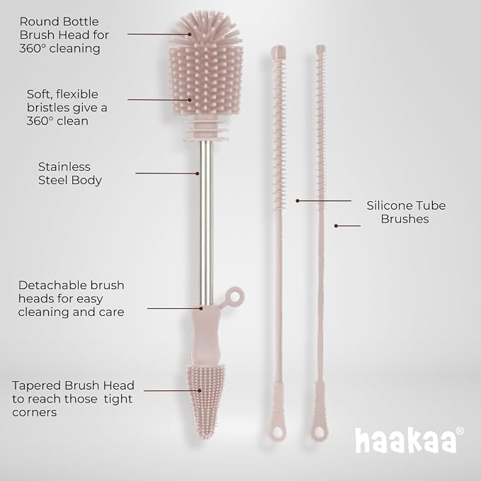 Haakaa Food-Grade Silicone Double-Ended Cleaning Brush (Brush-Lime) | Household Cleaning Brushes Food-Grade Silicone Dishwasher Safe