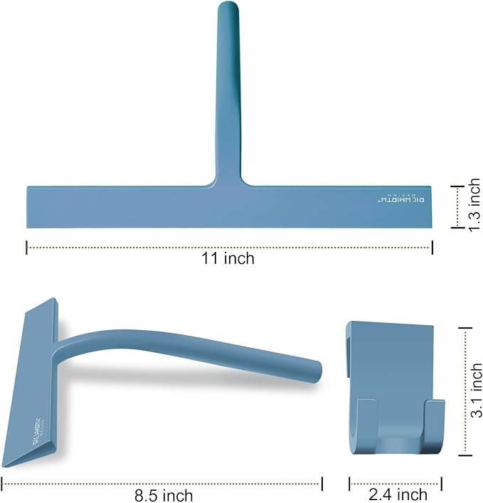 Large Shower Squeegee for Glass Doors, Richmirth 11 Inch Squiggy for Shower Glass Bathroom Squeegee Mop Wiper Cleaner Tool for Tile Wall, Car Glass, Window - Green